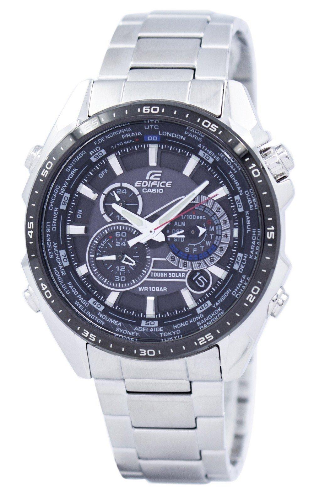 Casio Edifice Tough Solar Chronograph World Time Eqs 500db 1a1 Eqs500d Fine Time Pieces For All