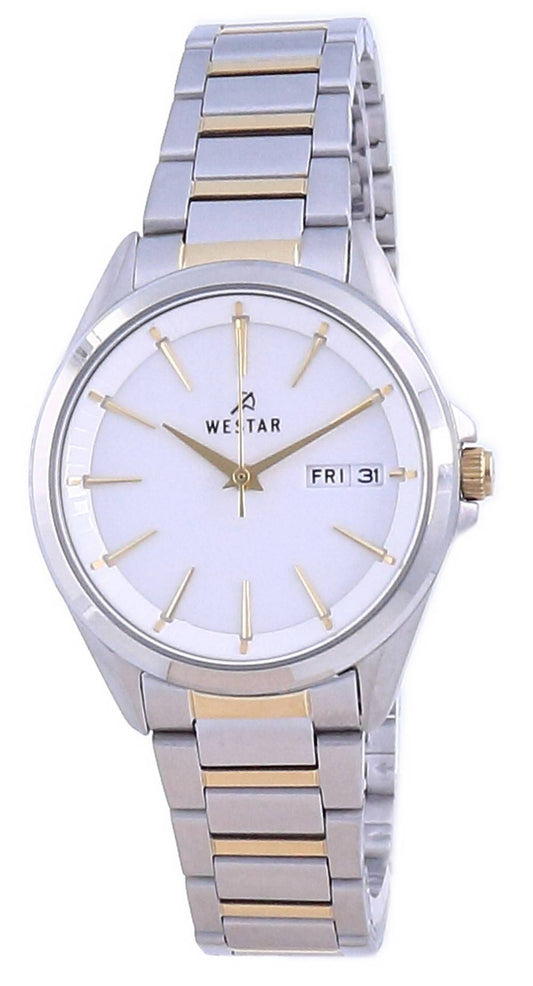 Westar White Dial Two Tone Stainless Steel Quartz 40212 Cbn 101 Women's Watch