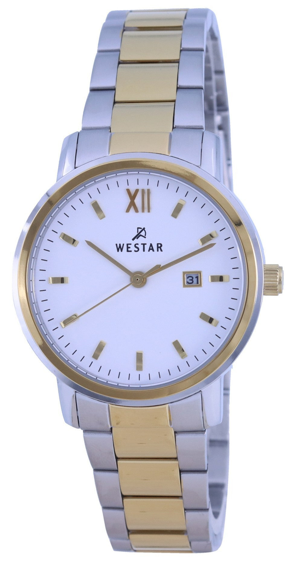 Westar White Dial Two Tone Stainless Steel Quartz 40245 Cbn 101 Women's Watch