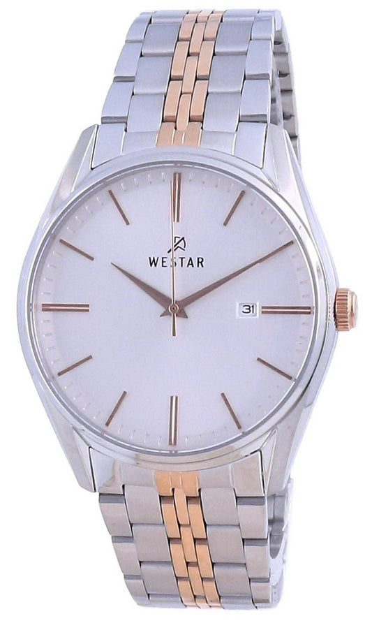 Westar Silver Dial Two Tone Stainless Steel Quartz 50210 Spn 607 Men's Watch