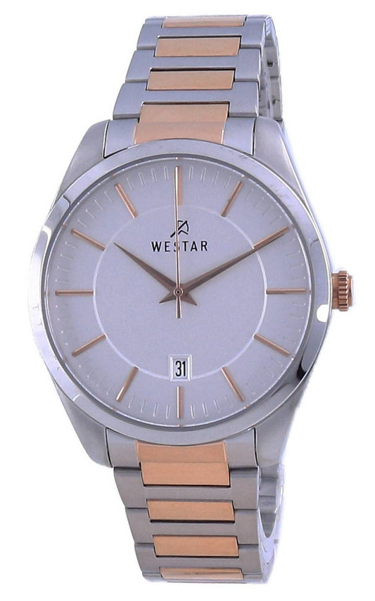 Westar Silver Dial Two Tone Stainless Steel Quartz 50213 Spn 607 Men's Watch