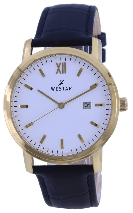 Westar White Dial Gold Tone Stainless Steel Quartz 50244 Gpn 101 Men's Watch