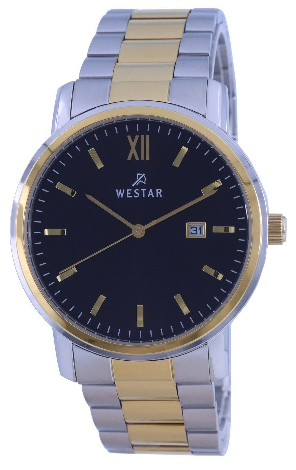 Westar Black Two Tone Stainless Steel Quartz 50245 Cbn 103 Men's Watch