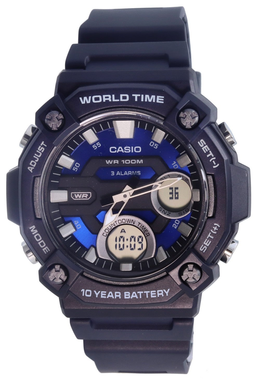 Casio Sports Analog Digital Dial Quartz Aeq-120w-2a Aeq120w-2 100m Men's Watch