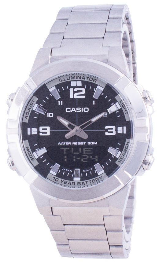 Casio Analog Digital World Time Stainless Steel Amw-870d-1a Amw870d-1 Men's Watch