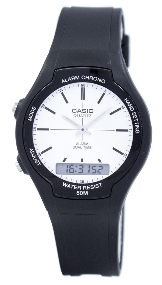 Casio Dual Time Alarm Quartz Analog Digital Aw-90h-7ev Aw90h-7ev Men's Watch