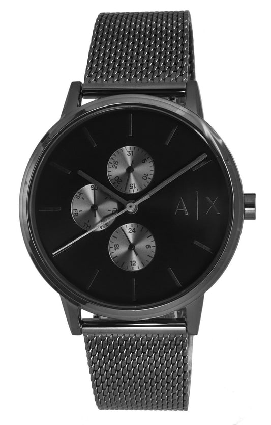 Armani Exchange Multifunction Gunmetal-tone Stainless Steel Mesh Quartz Ax7129set Men's Watch