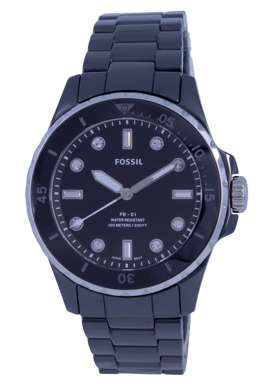 Fossil Fb-01 Analog Ceramic Black Dial Quartz Ce1108 100m Women's Watch