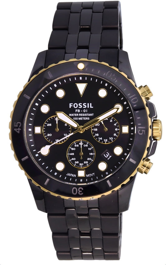 Fossil Fb-01 Chronograph Black Ceramic Quartz Ce5024 100m Men's Watch