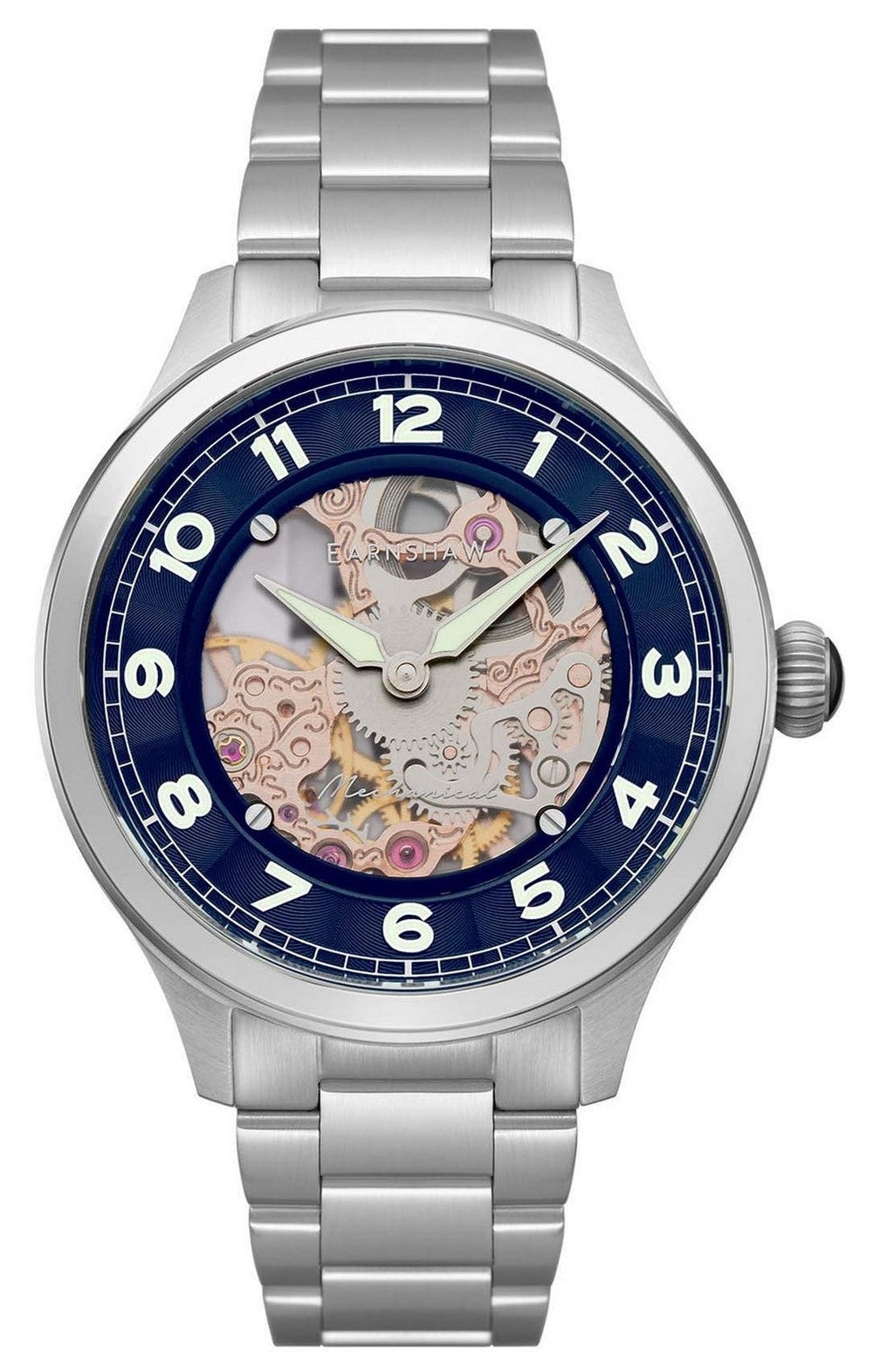 Thomas Earnshaw Baron Blue Skeleton Dial Mechanical Es-8189-22 Men's Watch