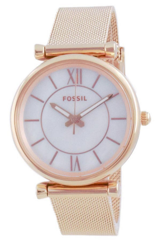 Fossil Carlie Rose Gold Tone Quartz Es5058set Women's Watch