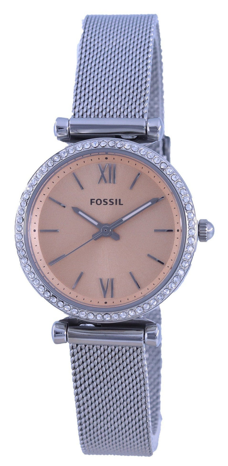 Fossil Carlie Mini Crystals Accents Pink Dial Quartz Es5088 Women's Watch