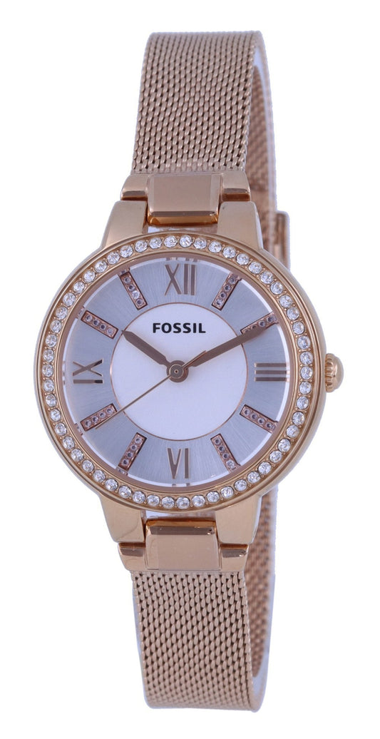 Fossil Virginia Crystal Accents White Dial Rose Gold Stainless Steel Quartz Es5111 Women's Watch