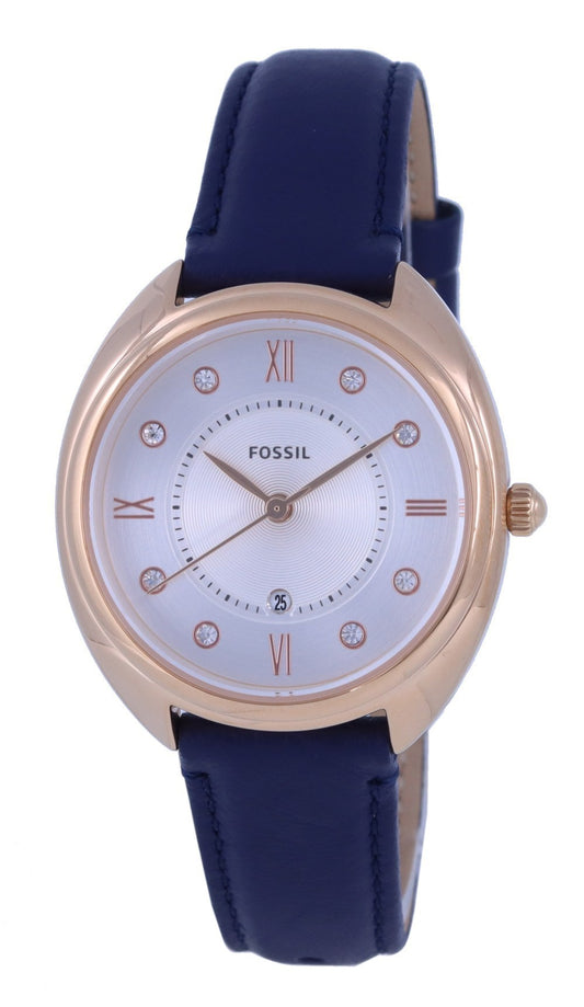 Fossil Gabby Crystal Accents White Dial Leather Strap Quartz Es5116 Women's Watch