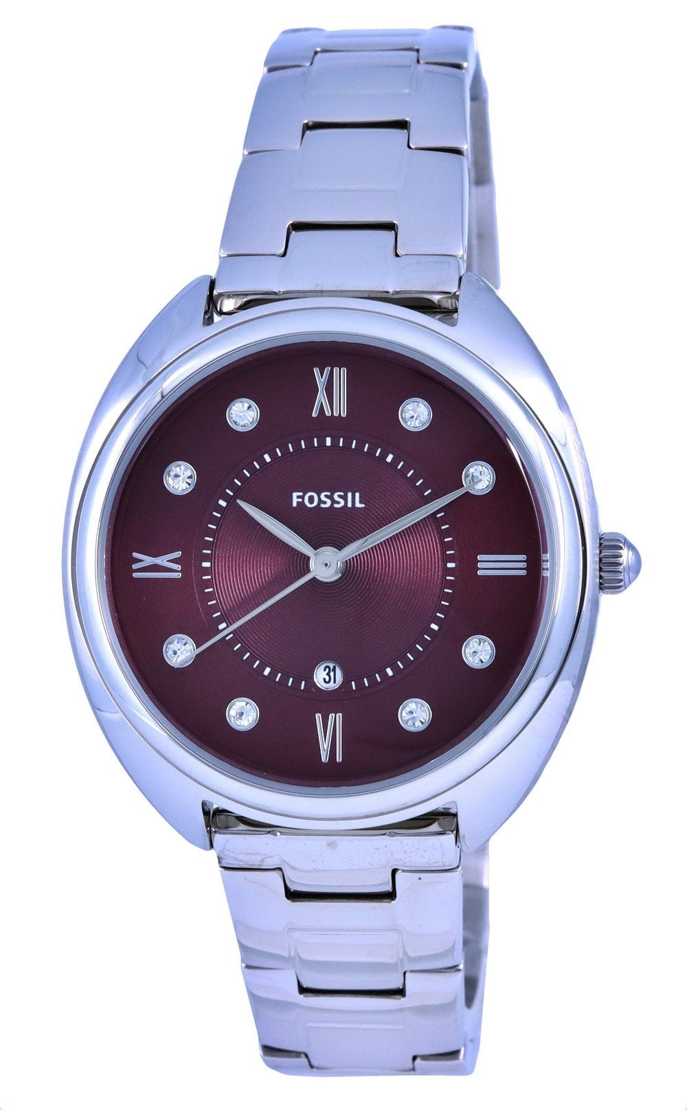 Fossil Gabby Crystal Accents Stainless Steel Red Dial Quartz Es5126 Women's Watch