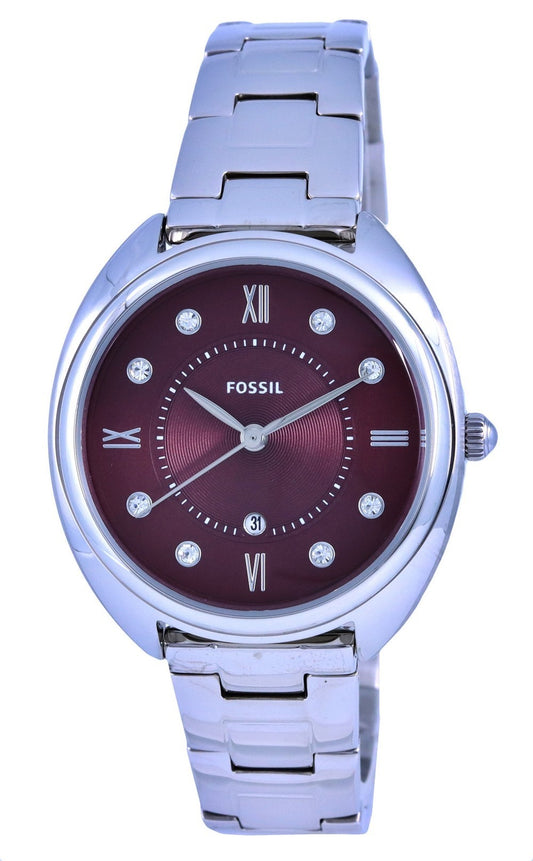 Fossil Gabby Crystal Accents Stainless Steel Red Dial Quartz Es5126 Women's Watch