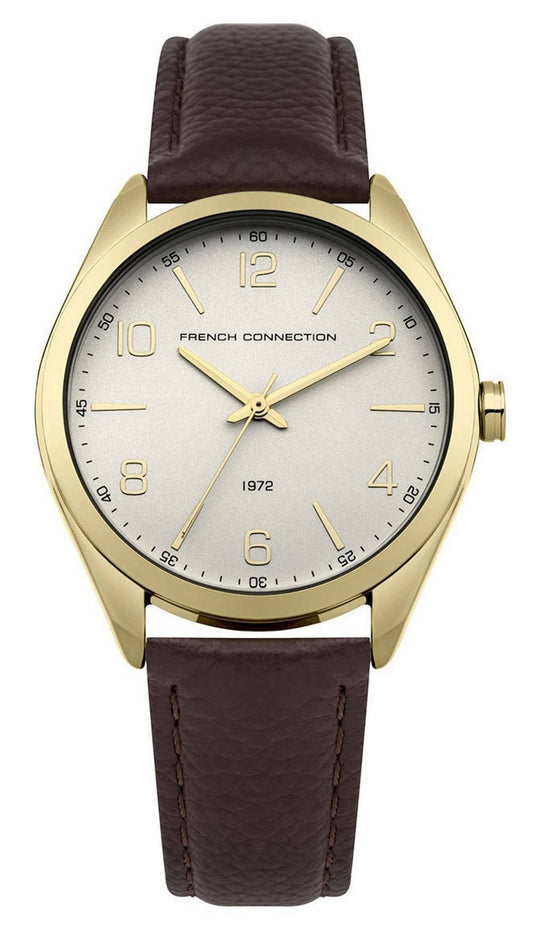 Fcuk Grey Dial Leather Strap Quartz Fc1304tg Women's Watch