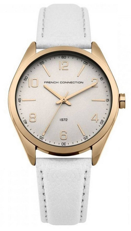Fcuk White Dial Leather Strap Quartz Fc1304wrg Women's Watch