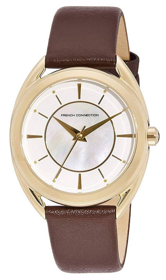 Fcuk White Dial Leather Strap Quartz Fcs1000t Women's Watch