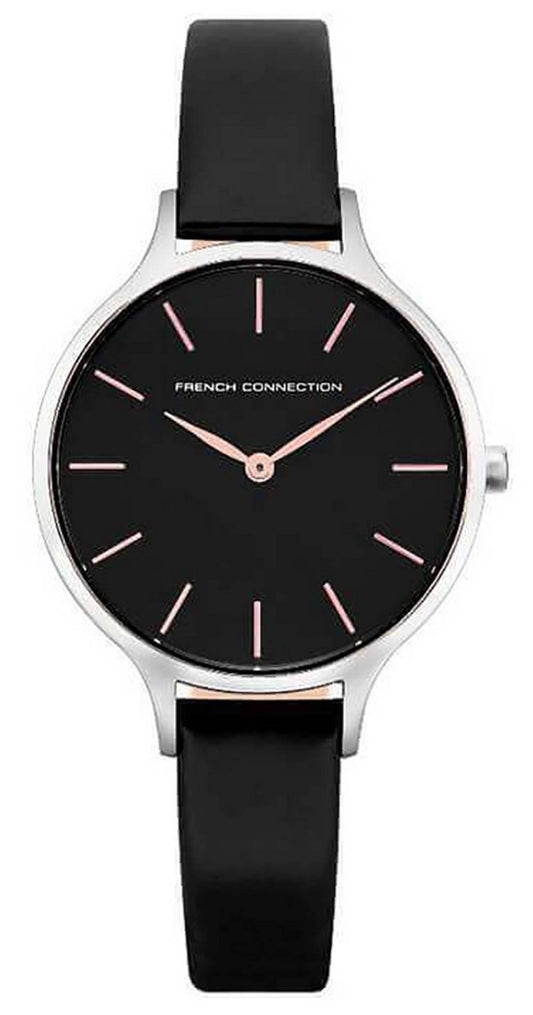 Fcuk Black Dial Leather Strap Quartz Fcs1008b Women's Watch