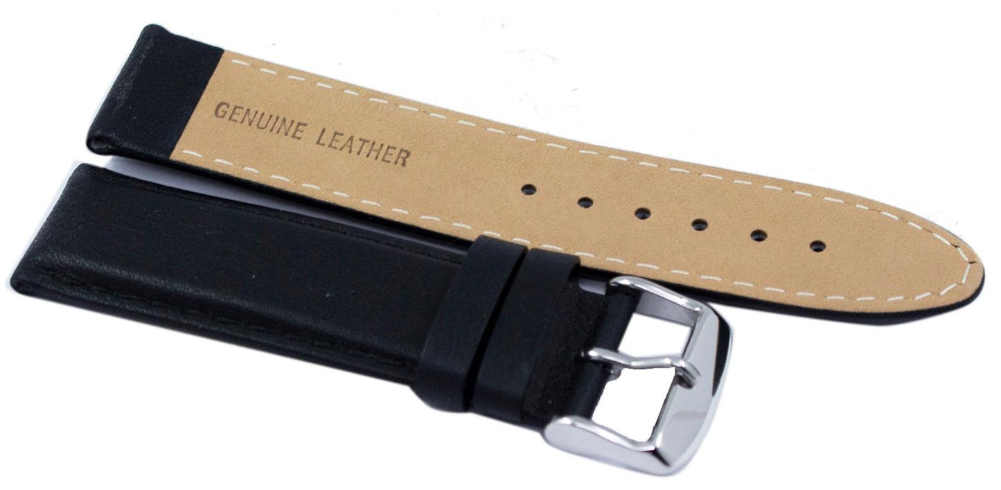 Black Ratio Brand Leather Watch Strap 22mm