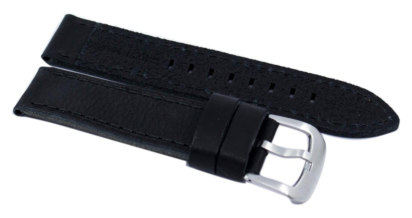 Black Ratio Brand Leather Watch Strap 22mm