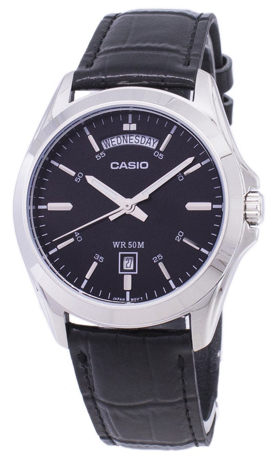 Casio Analog Black Dial Mtp-1370l-1avdf Mtp-1370l-1av Men's Watch