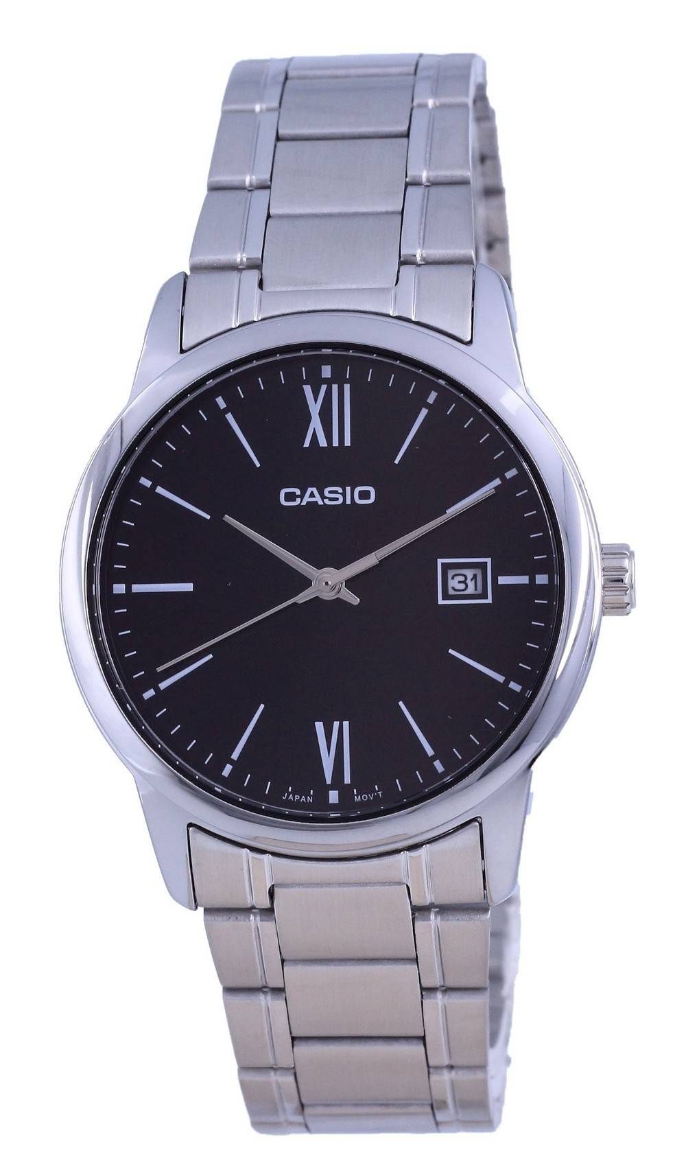 Casio Black Dial Stainless Steel Analog Quartz Mtp-v002d-1b3 Mtpv002d-1 Men's Watch