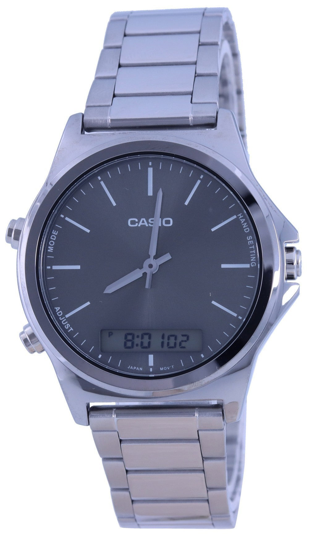 Casio Analog Digital Black Dial Leather Strap Mtp-vc01d-8e Mtpvc01d-8 Men's Watch