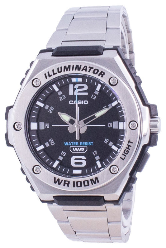 Casio Youth Black Dial Stainless Steel Quartz Mwa-100hd-1a Mwa100hd-1 100m Men's Watch