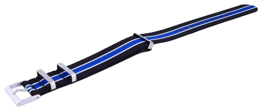 Ratio Nato36 Black And Blue Polyester 22mm Watch Strap