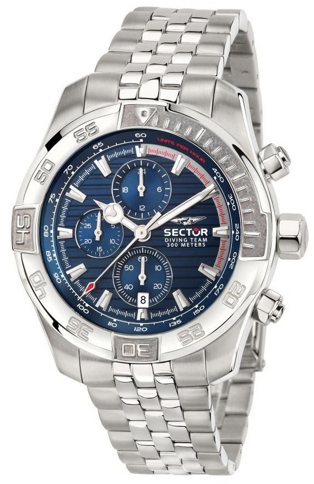 Sector Diving Team Chronograph Blue Dial Stainless Steel Diver's Quartz R3273635001 300m Men's Watch