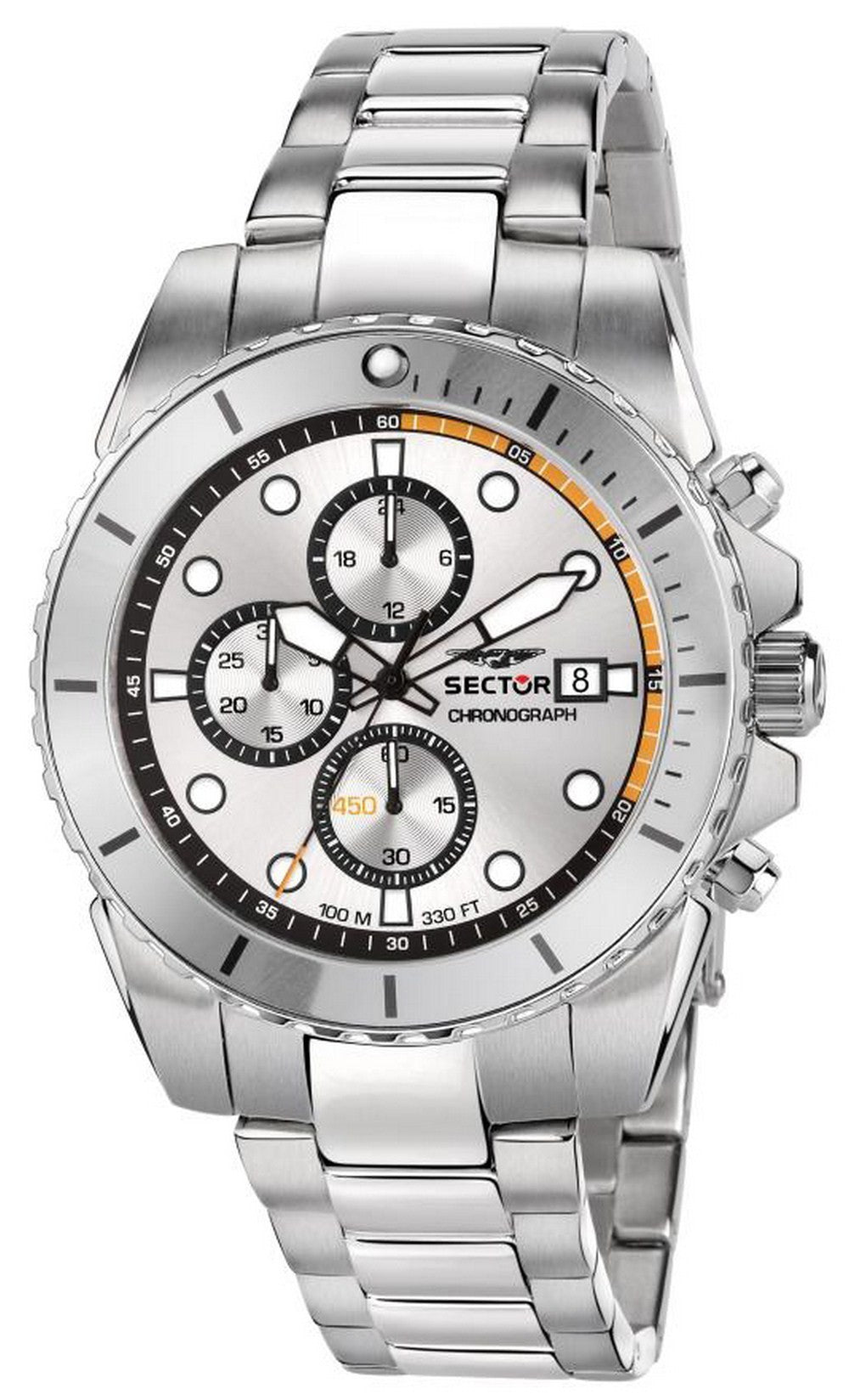 Sector 450 Chronograph Silver Sunray Dial Stainless Steel Quartz R3273776004 100m Men's Watch