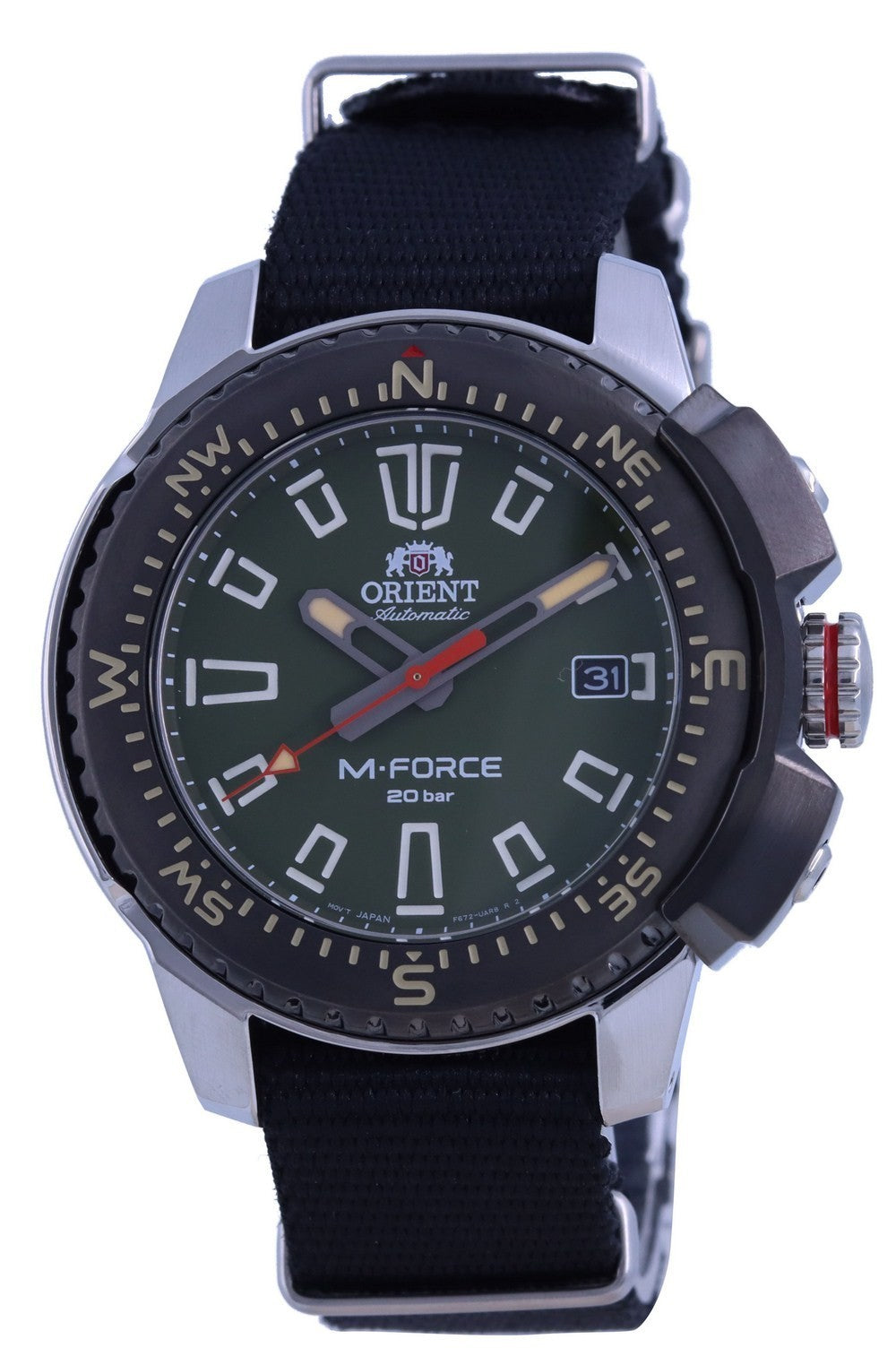 Orient M-force Green Dial Stainless Steel Automatic Diver's Ra-ac0n03e10b 200m Men's Watch