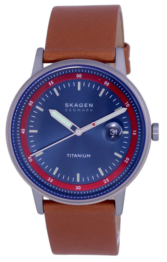 Skagen Henriksen Leather Blue Dial Quartz Skw6755 Men's Watch