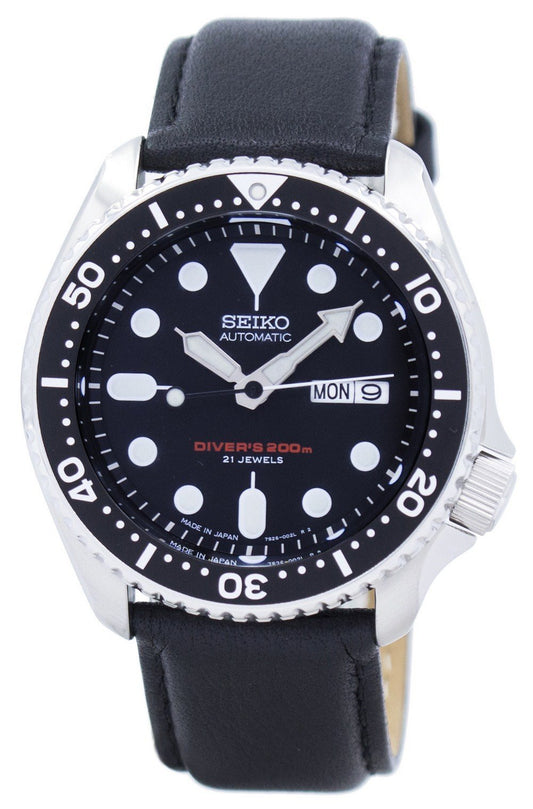 Seiko Automatic Diver's Black Leather Skx007j1-var-ls10 200m Men's Watch