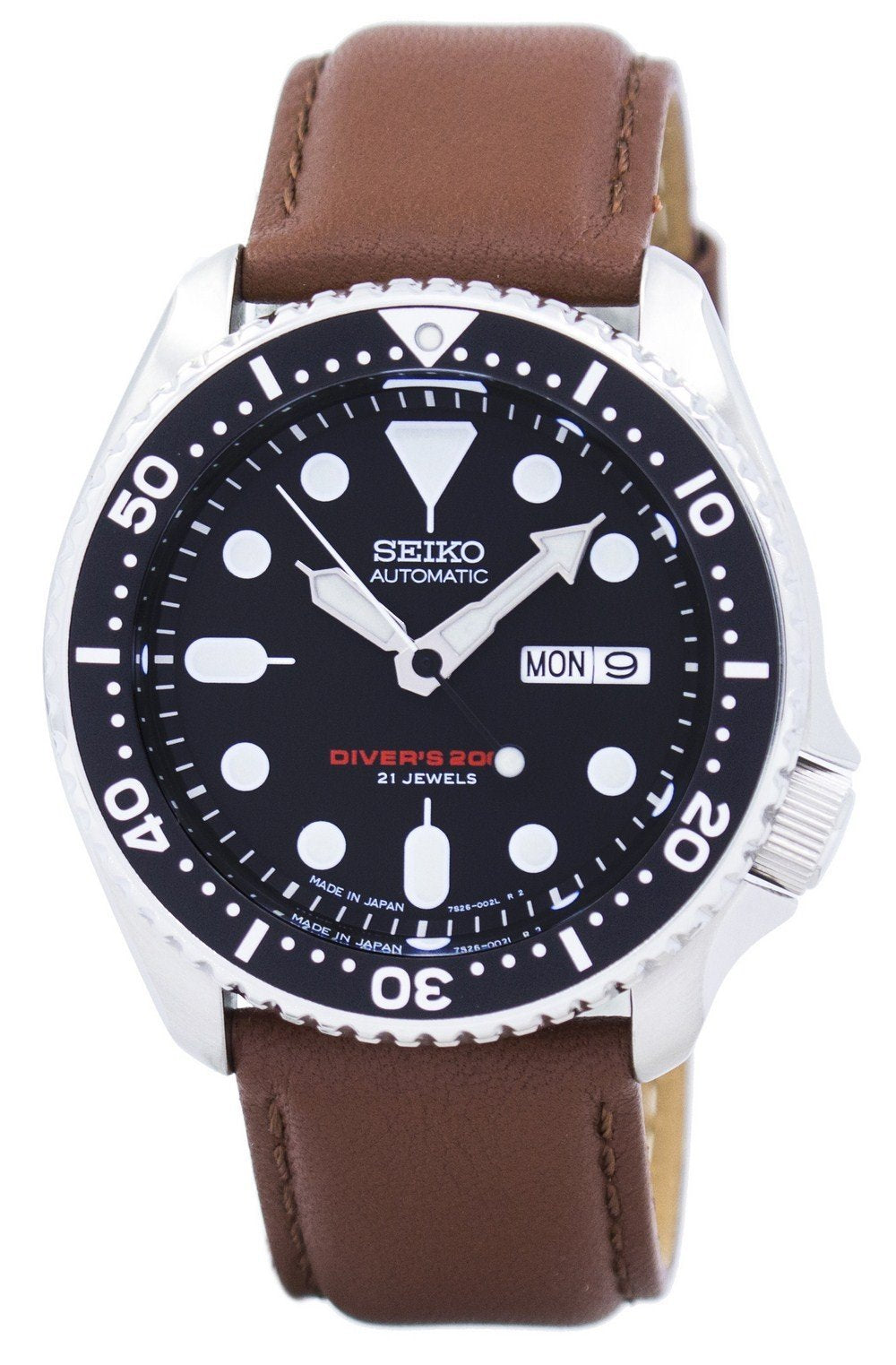 Seiko Automatic Diver's Brown Leather Skx007j1-var-ls12 200m Men's Watch