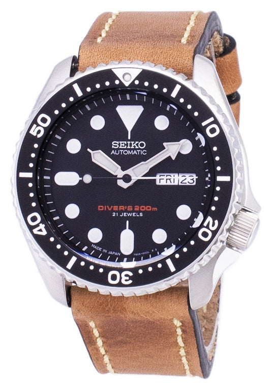 Seiko Automatic Skx007j1-var-ls17 Diver's 200m Japan Made Brown Leather Strap Men's Watch