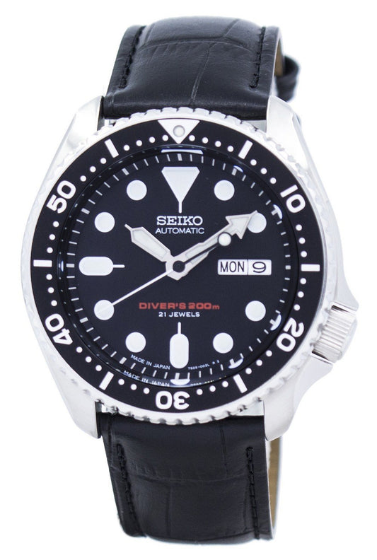 Seiko Automatic Diver's Black Leather Skx007j1-var-ls6 200m Men's Watch