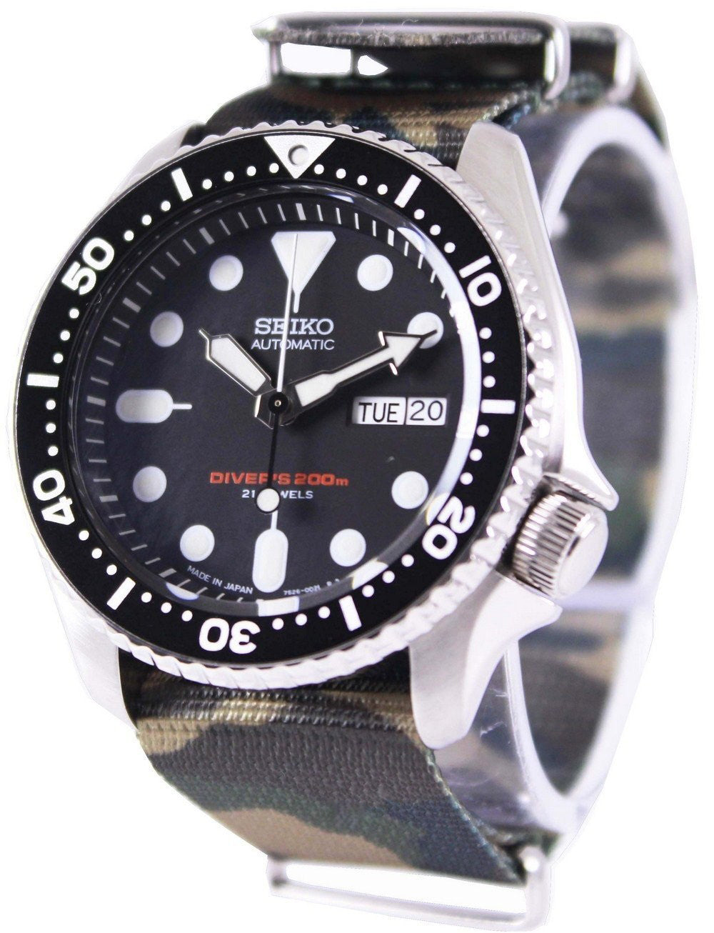 Seiko Automatic Diver's 200m Army Nato Strap Skx007j1-var-nato5 Men's Watch