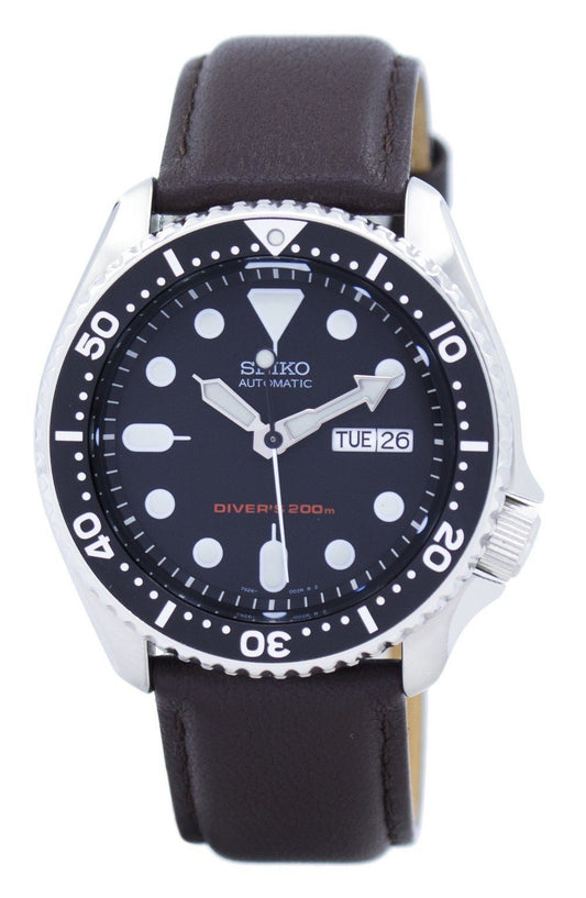 Seiko Automatic Diver's Dark Brown Leather Skx007k1-var-ls11 200m Men's Watch