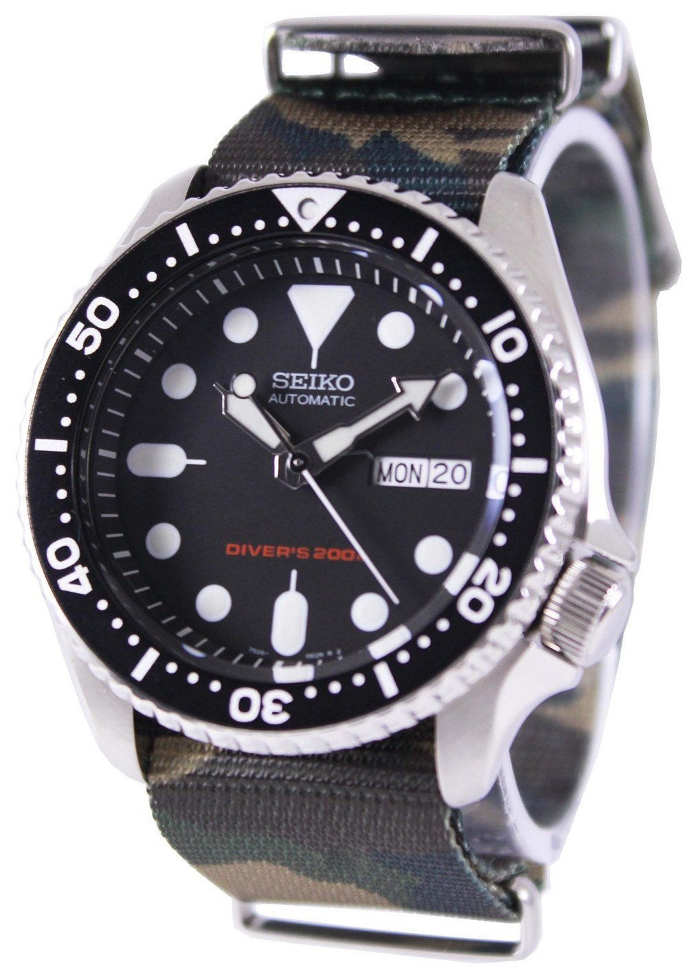 Seiko Automatic Diver's 200m Army Nato Strap Skx007k1-var-nato5 Men's Watch