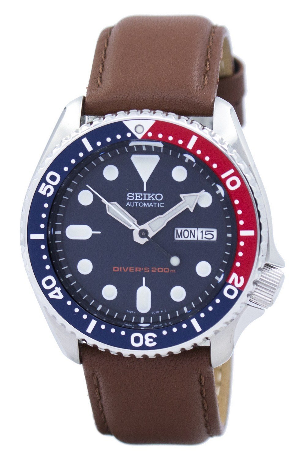 Seiko Automatic Diver's Brown Leather Skx009k1-var-ls12 200m Men's Watch