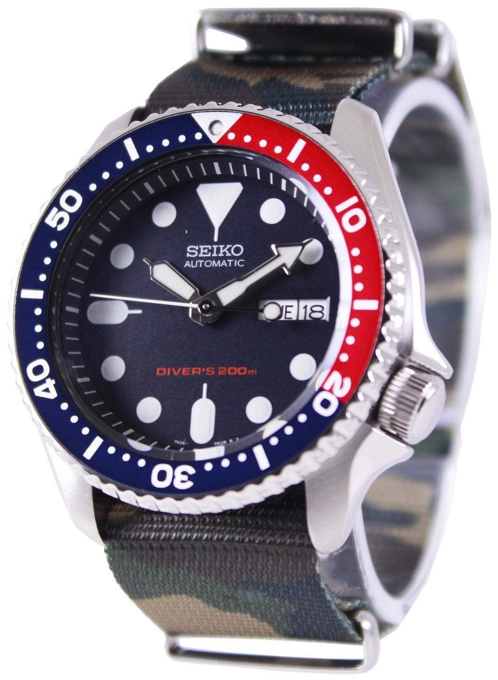 Seiko Automatic Diver's 200m Army Nato Strap Skx009k1-var-nato5 Men's Watch