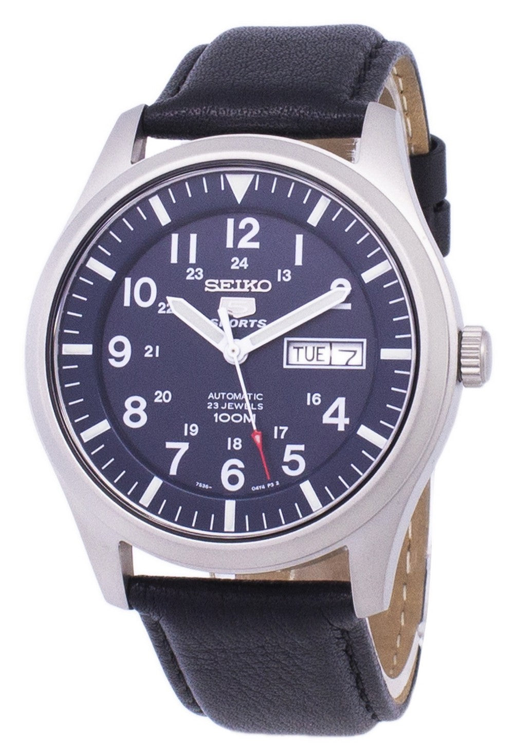 Seiko 5 Sports Automatic Black Leather Snzg11k1-var-ls10 100m Men's Watch