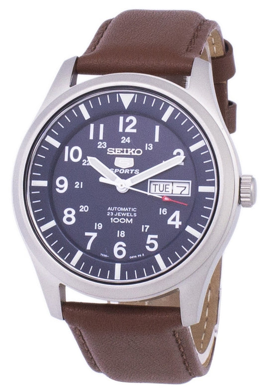 Seiko 5 Sports Automatic Brown Leather Snzg11k1-var-ls12 100m Men's Watch