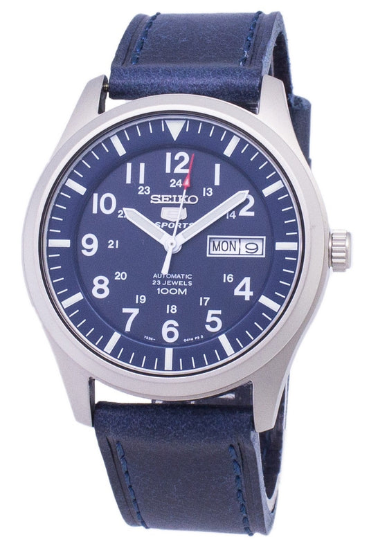 Seiko 5 Sports Snzg11k1-var-ls13 Automatic Dark Blue Leather Strap Men's Watch