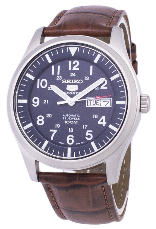 Seiko 5 Sports Automatic Brown Leather Snzg11k1-var-ls7 100m Men's Watch