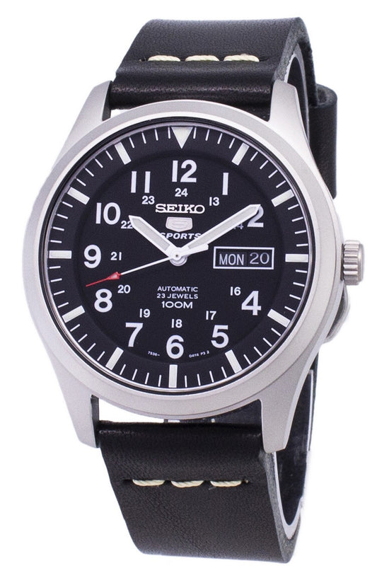 Seiko 5 Sports Snzg15k1-var-ls14 Automatic Black Leather Strap Men's Watch