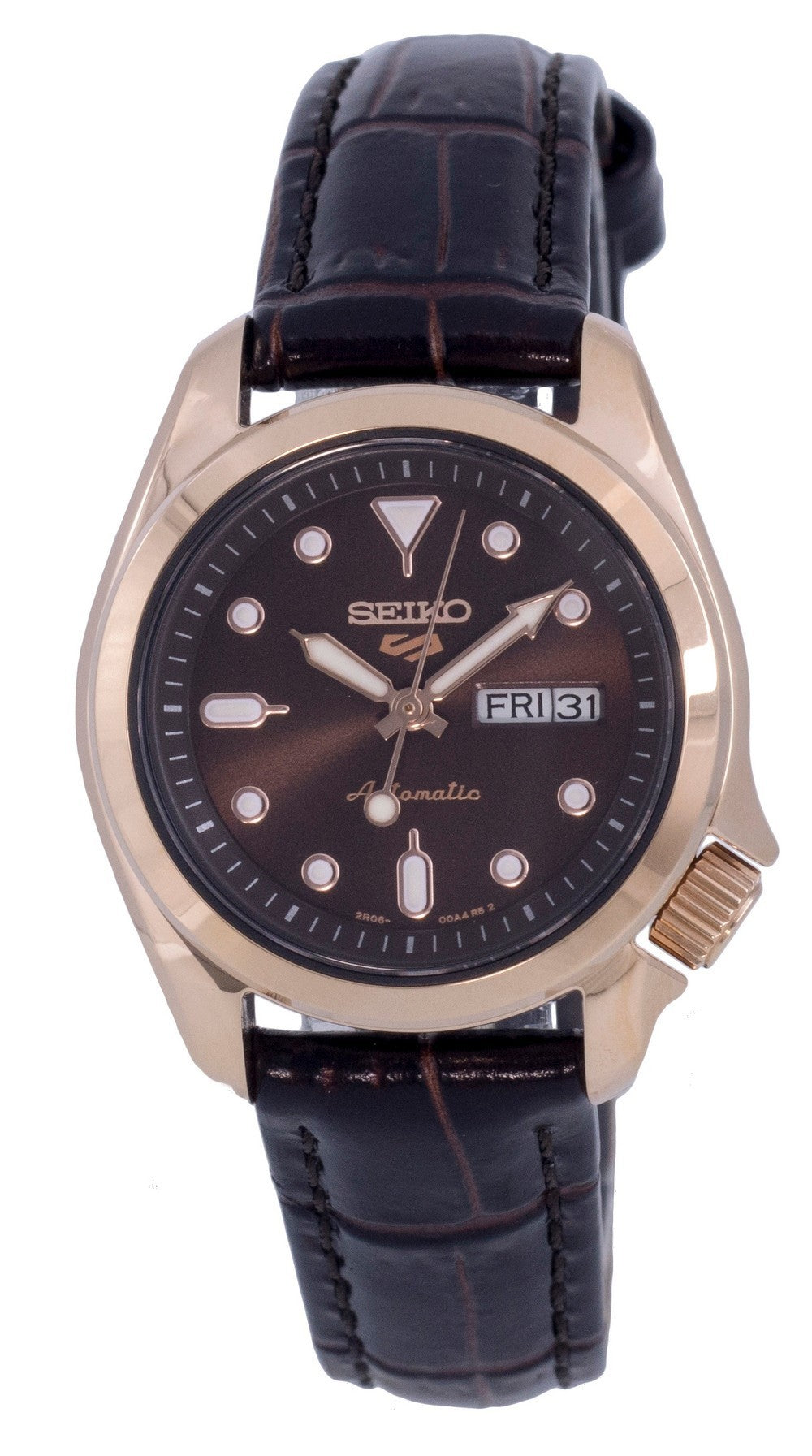 Seiko 5 Sports Compact Leather Brown Dial Automatic Sre006 Sre006k1 Sre006k 100m Women's Watch